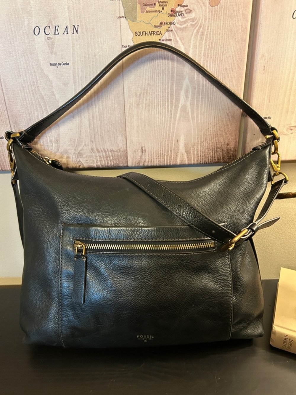 *TWO* FOSSIL Leather Shoulder/Crossbody Bags, Black (ZB6457) & Burgundy (ZB6642) - Picture 8 of 16